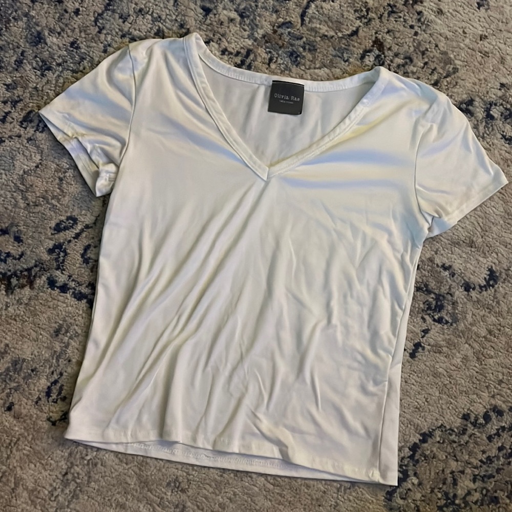 Olivia Rae White V-Neck T-Shirt